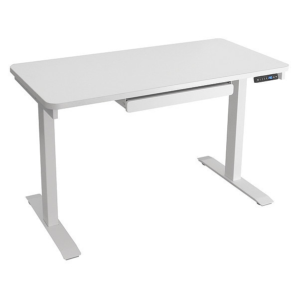 Motionwise Standing Desk, 24”x48", Adjust Height 28" to 48", White Top, White Frame SDG48W