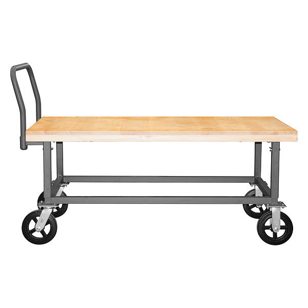 Durham Mfg Adjustable height platform truck, with maple top, 60 x 24 WHPTA-WD-2448-8MR-95