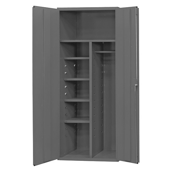 Durham Mfg Janitorial Cabinet, 2 doors, 4 shelves, hangar bar 3500-HDL-95