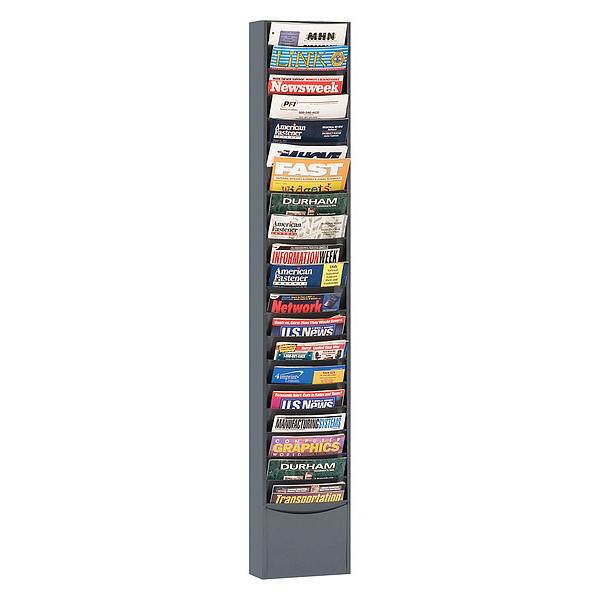 Durham Mfg Pocket Literature Rack, 20 large pockets, gray 411-95