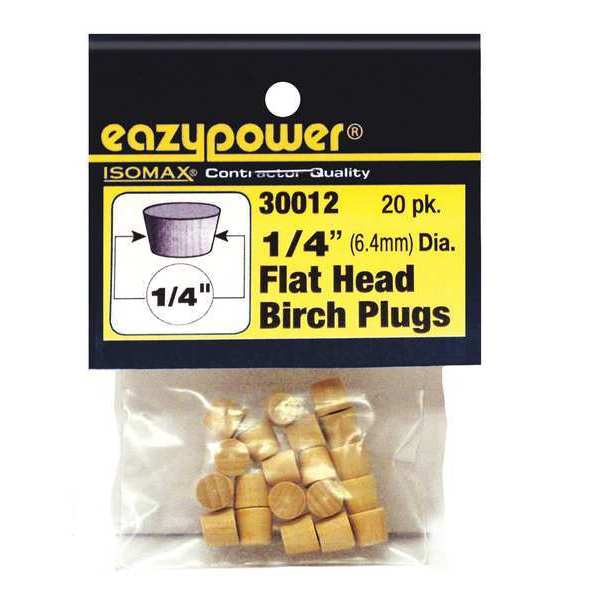 Eazypower Flat Head Plugs, Wood, 1/4", PK20, System of Measurement: Inch 30012