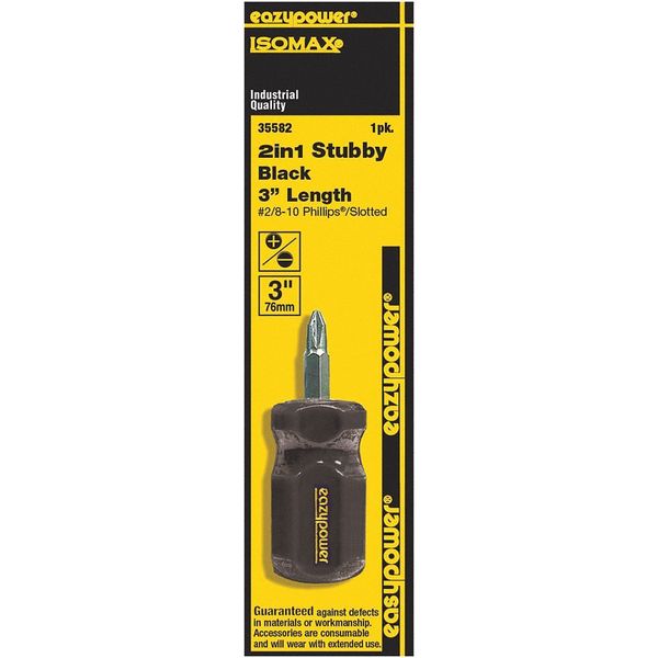 Eazypower Slotted Screwdriver, No. 2/8-10, Overall Length: 3" 35582
