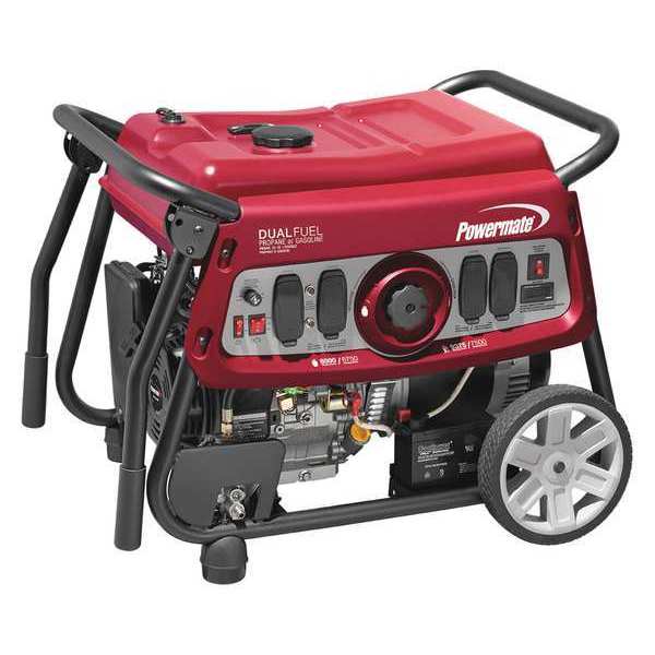 Powermate Dual Fuel Portable Generator, 6750 Rated, 7500 Surge DF7500E