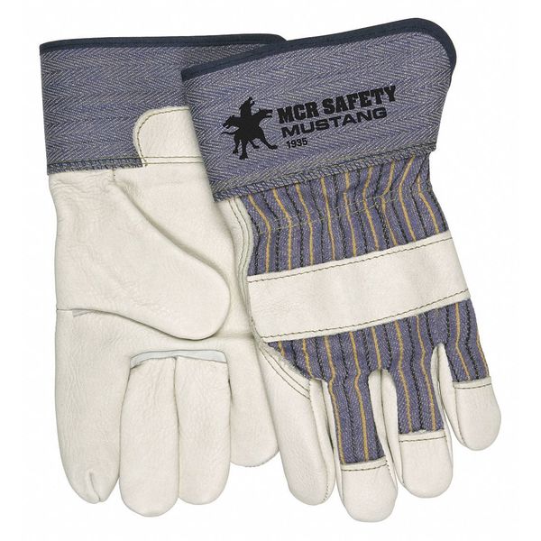 Mcr Safety Leather Palm Gloves, White, XL, Vend, PR VP1935XL