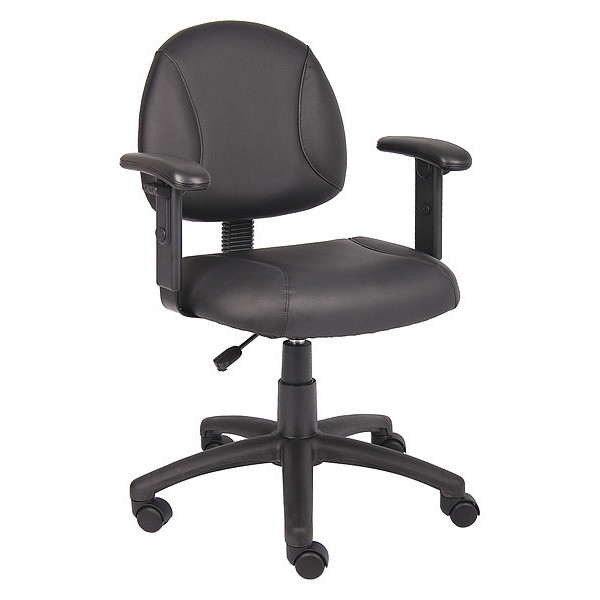 Boss BlackPosture Chair, 25"L39-1/2"H, Adjustable, LeatherSeat B306