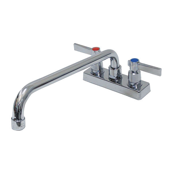 Advance Tabco Dual Handle 4" Mount, Hands 4" OC Deck Mounted 12" Swing Spout, Chrome plated K-53