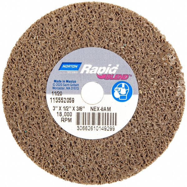 Norton Abrasives Bond Non Woven Wheel, 3" dia, 18,000 RPM 66261014929