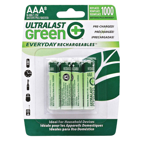 Ultralast Battery 1.2 Volt Nickel Metal Hydride Ultralast Everyday AAA 8 Pack ULGED8AAA