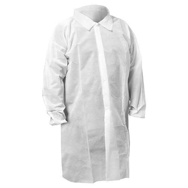 Kleenguard Lightweight Lab Coat, L, Wht, PP, PK50 67315