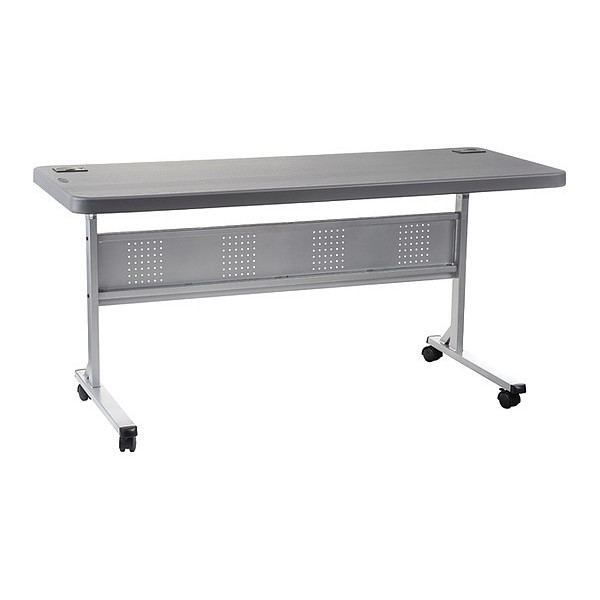 National Public Seating Rectangle Training Table, Flip-N-Store, Charcoal, 24" X 60" X 29.5", Charcoal BPFT-2460-20