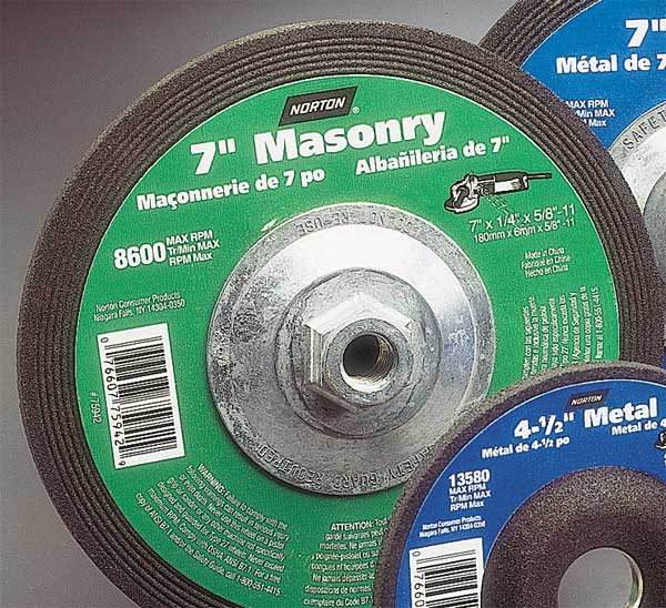 Norton Abrasives Depressed Center Wheels, Type 27, 7 in Dia, 0.25 in Thick, 5/8"-11 Arbor Hole Size, Silicon Carbide 07660775942