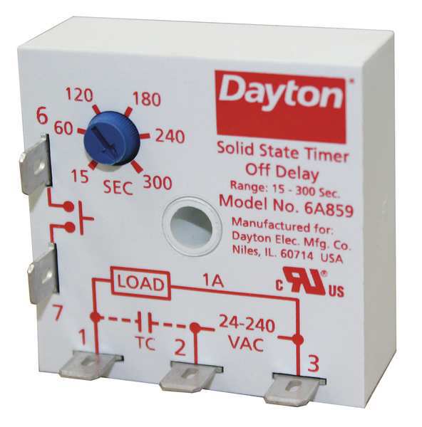 Dayton Encapsulated Timer Relay, 1A, Solid State 6A859