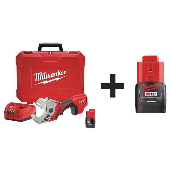 Milwaukee Tool Cordless PVC Shear Kit, 12.0V 2470-21, 48-11-2420