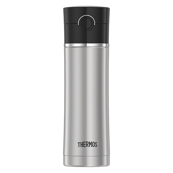 Thermos Sipp Stainless Steel Drink Bottle, 16 oz., Stainless Steel/Black NS402BK4