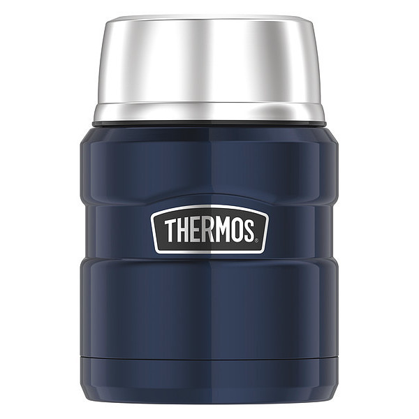 Thermos Stainless Steel Food Jar w/Folding Spoon, 16 oz., Midnight Blue SK3000MBTRI4