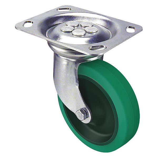 Revvo Swivel Caster With Green Rubber Wheel, 4 TS4 100 GR1E