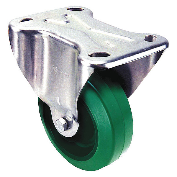 Revvo Rigid Caster With Green Rubber Wheel, 4" TF4 100 GR1E