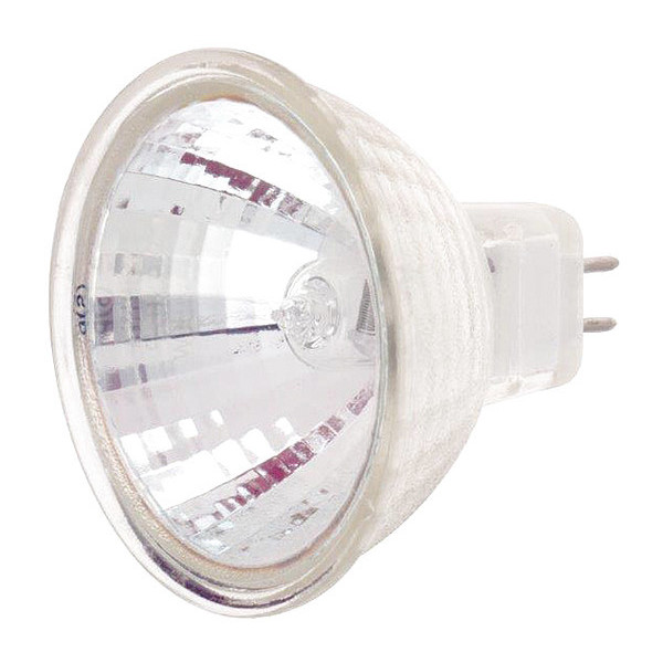 Satco 20W MR16 Halogen Light Bulb - Miniature 2 Pin Round Base - Clear Finish S1992