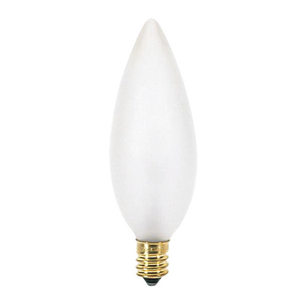 Satco 15 W BA9 1/2 Incandescent - Frost - 1500 Hours - 114L - Candelabra Base - 120V S3291