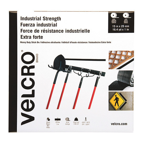Velcro Brand Tape, Industrial Strength Combo Packs, 1", 50', 1" Wd, Black VEL200