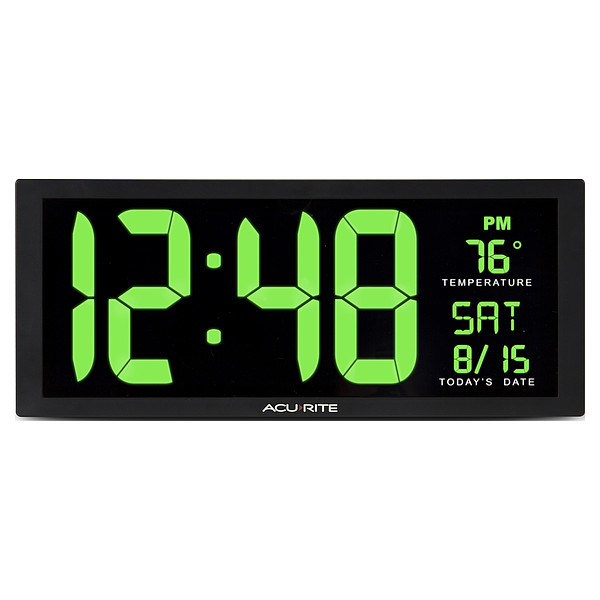 Zoro Select Large Digital Clock W/ Indoor Temperature, 14.5" 75155M