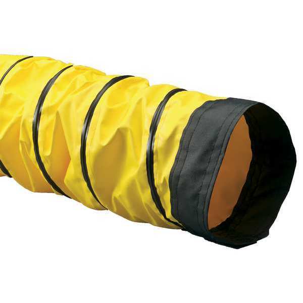 Flexaust Co Ducting Hose, 25 ft L, Black/Yellow 3860800025