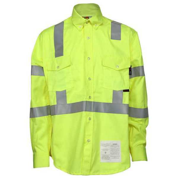 Mcr Safety FR L Sleeve Shirt, F Lime, XL, Regular S1CL3LXL