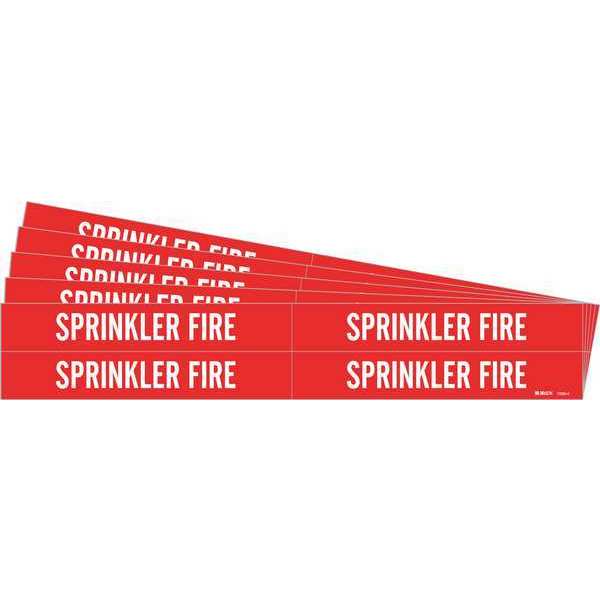 Brady Pipe Marker, White, Sprinkler Fire, PK5, 7268-4-PK 7268-4-PK