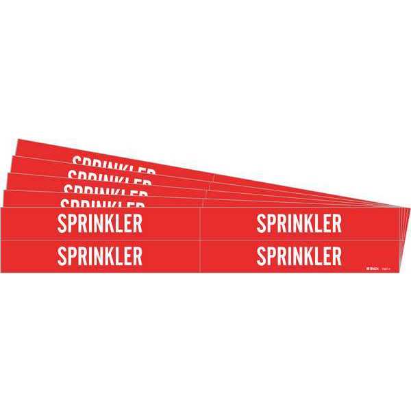 Brady Pipe Marker, Adhesive, White, Sprinkler, PK5, 7267-4-PK 7267-4-PK