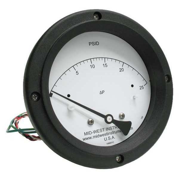 Midwest Instrument Differential Pressure Gauge and Switch 120SC-00-O-AA-25P