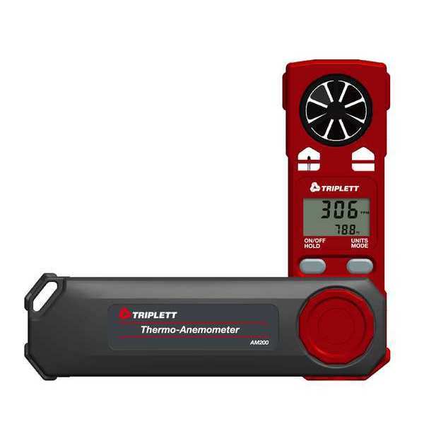 Triplett Anemometer, 216 to 3,936fpm, 35 to 122F AM200