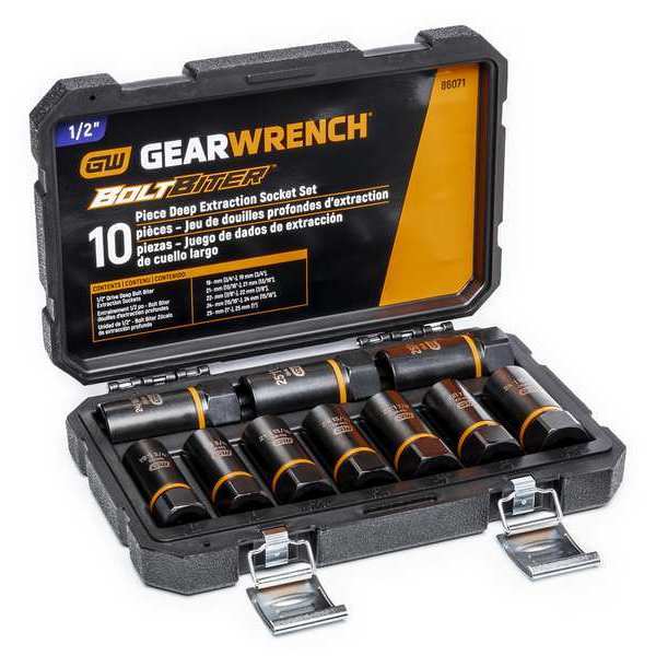 Gearwrench 10 Piece 1/2" Drive Bolt Biter™ Deep Extraction Socket Set 86071