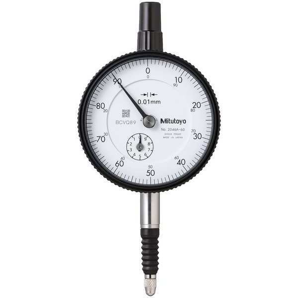 Mitutoyo Dial Indicator, 0 to 10 mm, White 2046A-60