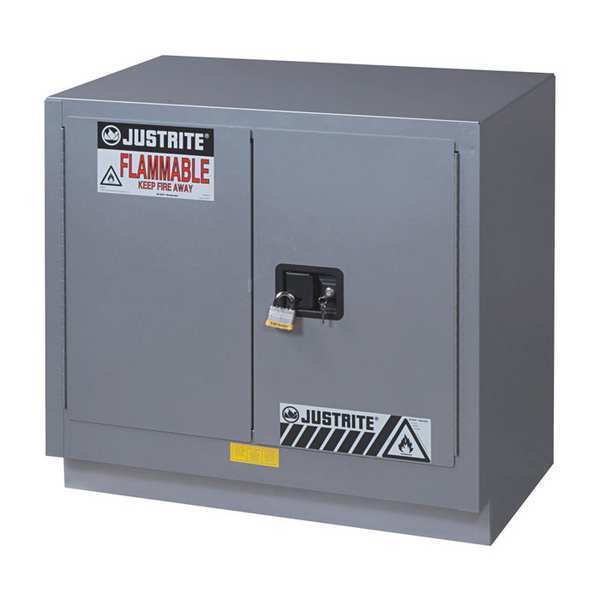 Justrite Cabinet, 23 gal, Flammable, Silver 883604