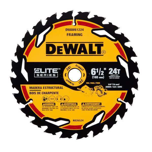 Dewalt Circular Saw Blade, 6-1/2 in, 24 Teeth DWAW61224