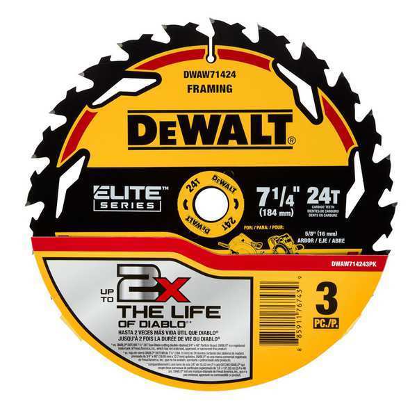 Dewalt Circular Saw Blade, 7 1/4 in, PK3 DWAW714243PK