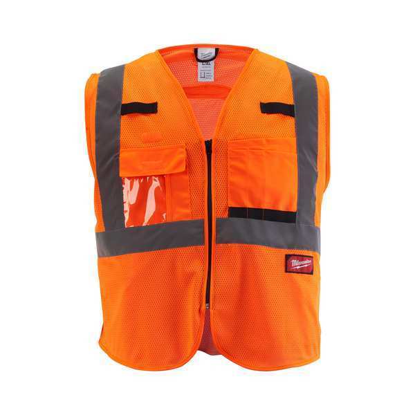 Milwaukee Tool Class 2 High Visibility Orange Mesh Safety Vest - 4X-Large/5X-Large 48-73-5118