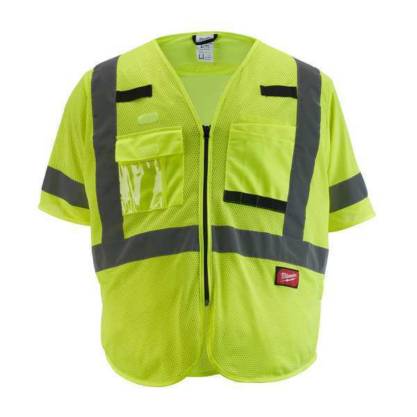 Milwaukee Tool Class High Visibility Yellow Mesh Safety Vest  2X-Large/3X-Large 48-73-5133 Zoro
