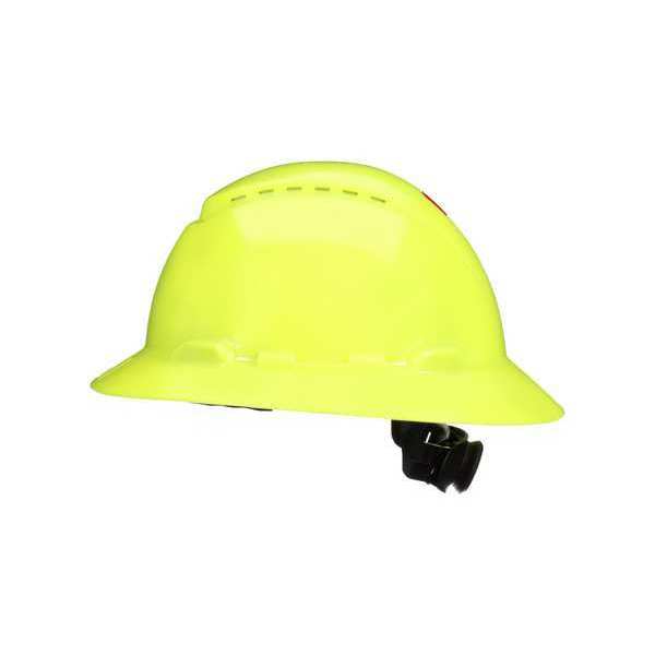 3M Full Brim SecureFit(TM) Full Brim Hard Hat, Type 1, Class C, Ratchet (4-Point), Hi-Viz Yellow H-809SFV-UV