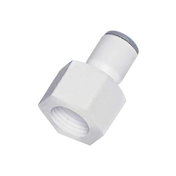 Parker Push-to-Connect, Threaded Metric Plastic Push-to-Connect Fitting, Polymer, White 6315 08 17WP2