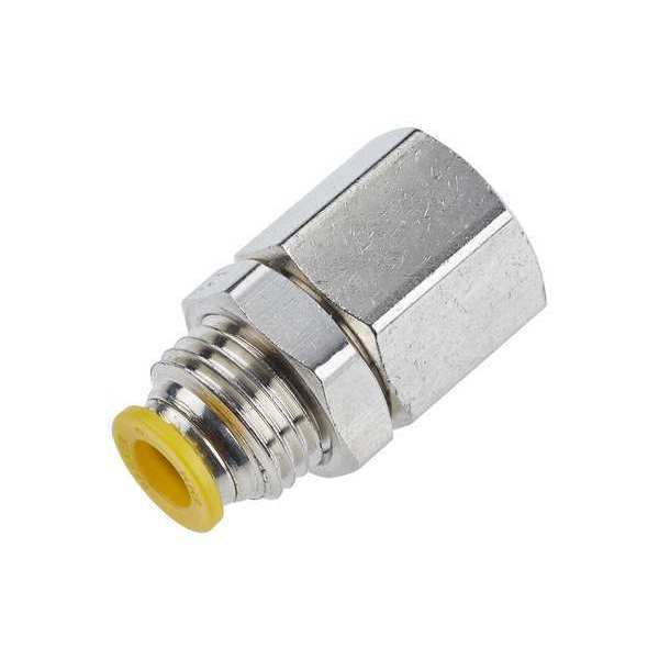 Parker Push-to-Connect, Threaded Metric Metal Push-to-Connect Fitting, Brass, Silver 66PLPBH-6M-4G