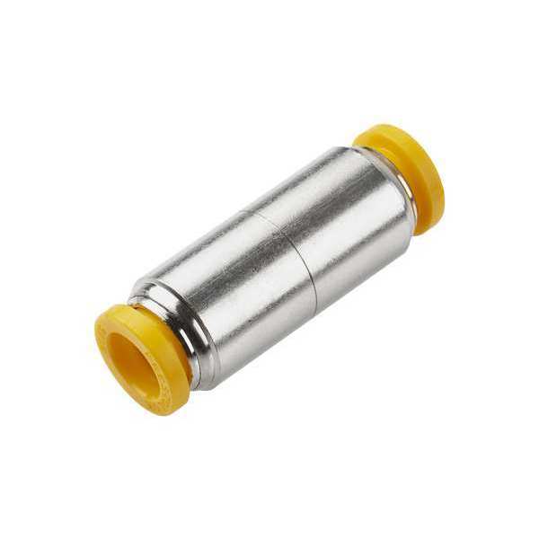 Parker Metric Metal Push-to-Connect Fitting, Brass, Silver 62PLP-8M-10M