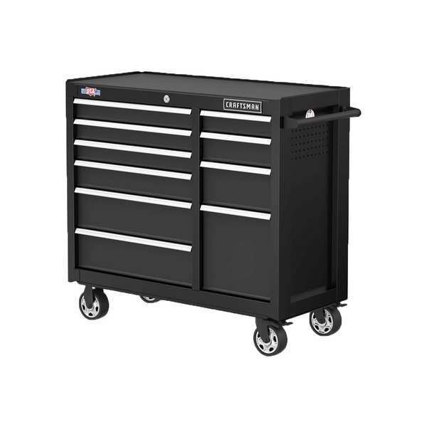 Craftsman S2000 Tool Cabinet, 10 Drawer, Black, Steel, 41 in W x 18 in D x 37-1/2 in H CMST341102BK