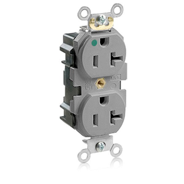 Leviton Receptacle, 20 A Amps, 125VAC, Duplex Outlet, 5-20R, Gray M8300-HGY