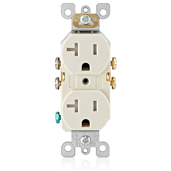 Leviton Receptacle, 20 A Amps, 125VAC, Duplex Outlet, 5-20R, Light Almond T5820-T