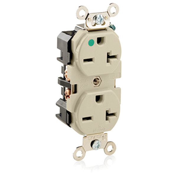 Leviton Receptacle, 20 A Amps, 250VAC, Duplex Outlet, 6-20R, Ivory 8400-I