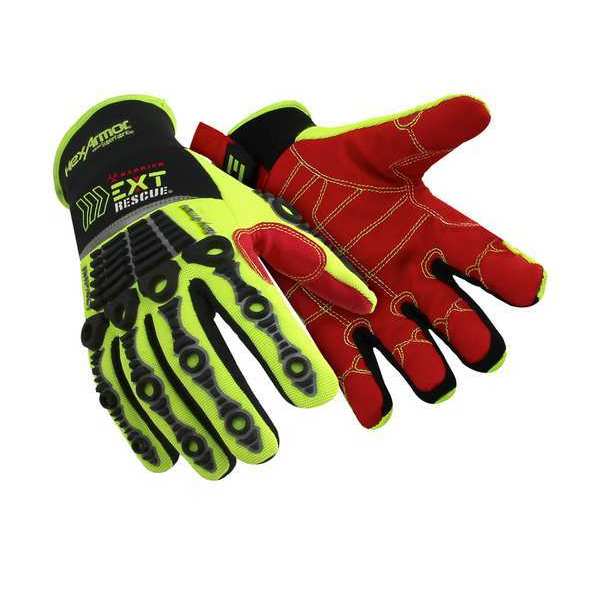 Hexarmor Safety Gloves, Black/Hi-Vis Grn/Red, XL, PR 4014-XL (10)