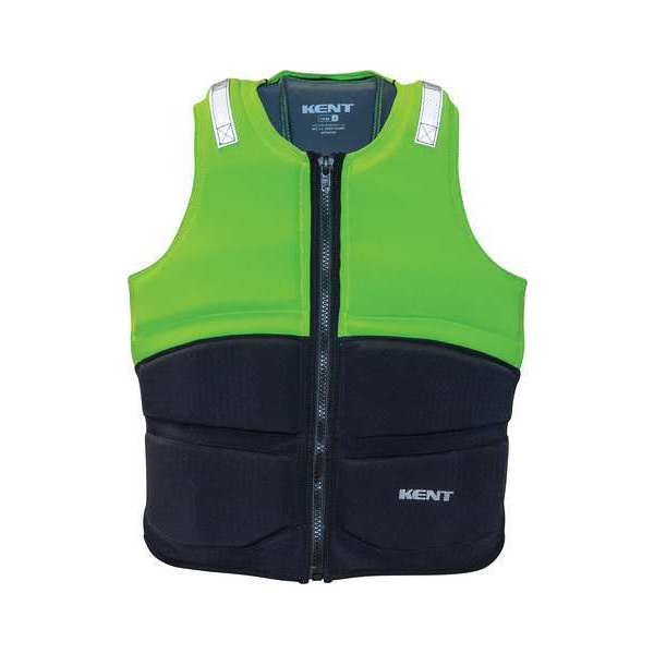 Kent Safety Fishing Vest, Zipper, Hi-Vis Green 151700-400-060-21 | Zoro