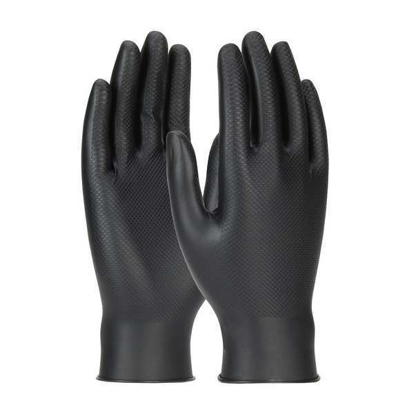 Pip Grippaz Skins, Nitrile Disposable Gloves, 6 mil Palm, Nitrile, Powder-Free, XL ( 10 ), 50 PK, Black 67-246/XL