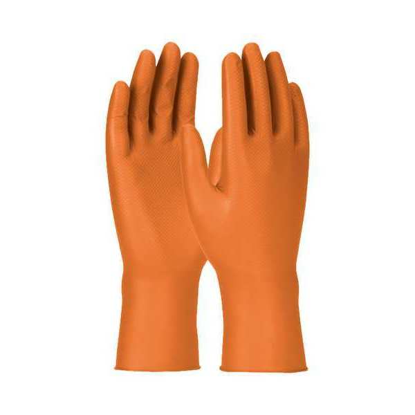 Pip Grippaz Engage, Nitrile Disposable Gloves, 7 mil Palm, Nitrile, Powder-Free, L ( 9 ), 50 PK, Orange 67-307/L